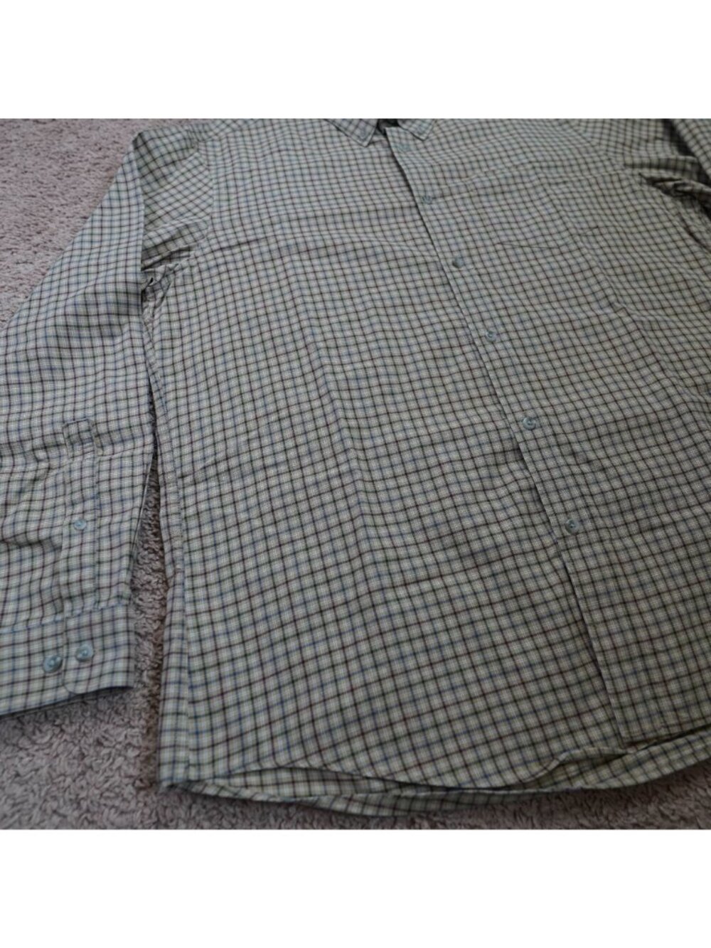 Eddie Bauer Button Up Shirt Mens Large Tan Plaid Relaxed Fit Long Sleeve Cotton - Picture 7 of 9